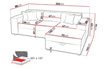 Knocklong 3-personers Hjørnesovesofa - Møbler - Sofaer - Sovesofaer