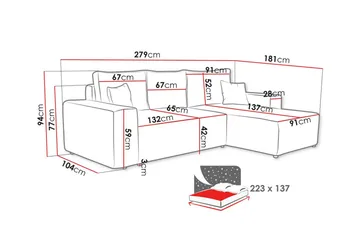 Knocklong 3-personers Hjørnesovesofa - Mørkegrå - Møbler - Sofaer - Sovesofaer