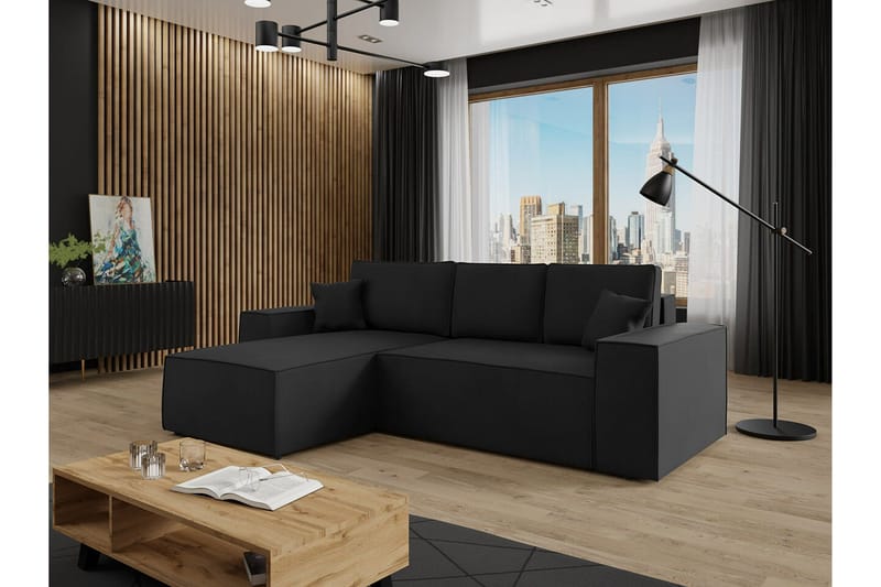 Knocklong 3-personers Hjørnesovesofa - Sort - Møbler - Sofaer - Sovesofaer