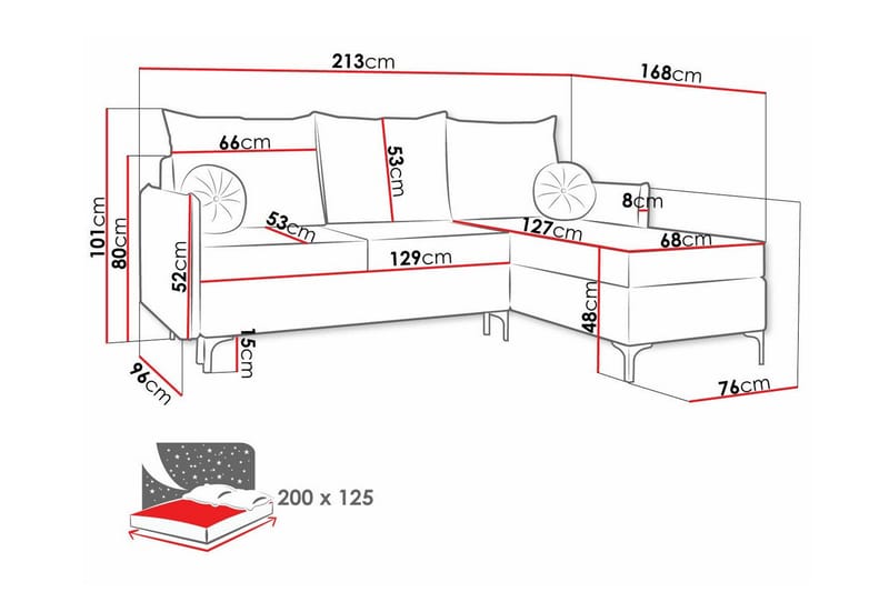 Knocklong 3-personers Hjørnesovesofa - Mørkegrå - Møbler - Sofaer - Sovesofaer