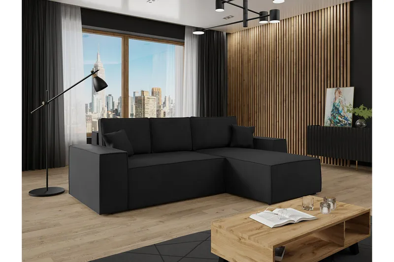 Knocklong 3-personers Hjørnesovesofa - Sort - Møbler - Sofaer - Sovesofaer
