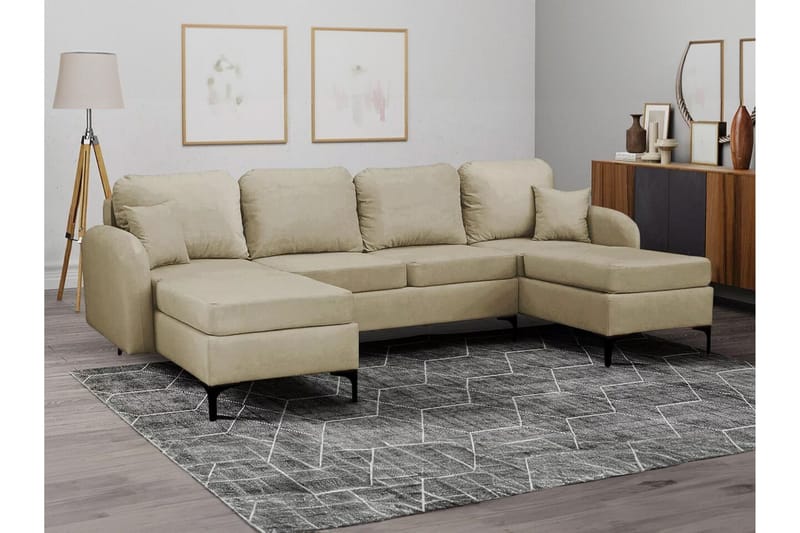 Knocklong 4-sits Hörnbäddsoffa NO_BRAND beige - Møbler - Sofaer - Sovesofaer