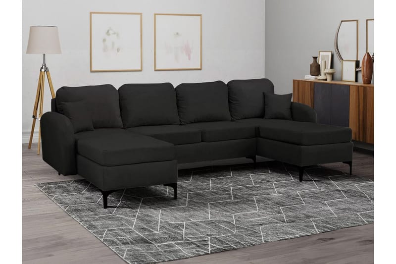 Knocklong 4-sits Hörnbäddsoffa NO_BRAND Black - Møbler - Sofaer - Sovesofaer