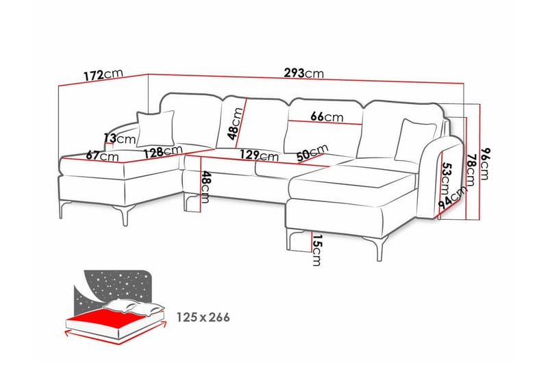 Knocklong 4-sits Hörnbäddsoffa NO_BRAND Black - Møbler - Sofaer - Sovesofaer