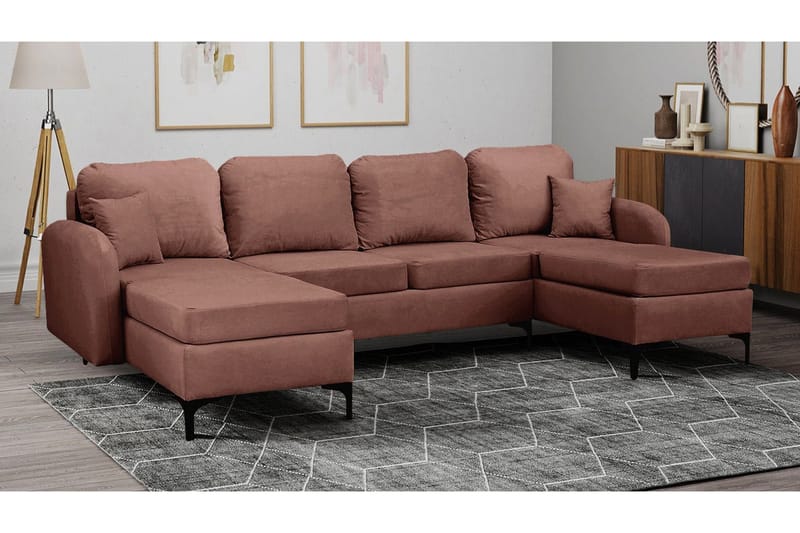 Knocklong 4-sits Hörnbäddsoffa NO_BRAND Brown - Møbler - Sofaer - Sovesofaer