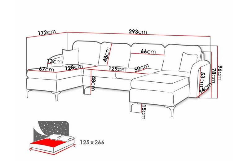 Knocklong 4-sits Hörnbäddsoffa NO_BRAND Dark blue - Møbler - Sofaer - Sovesofaer