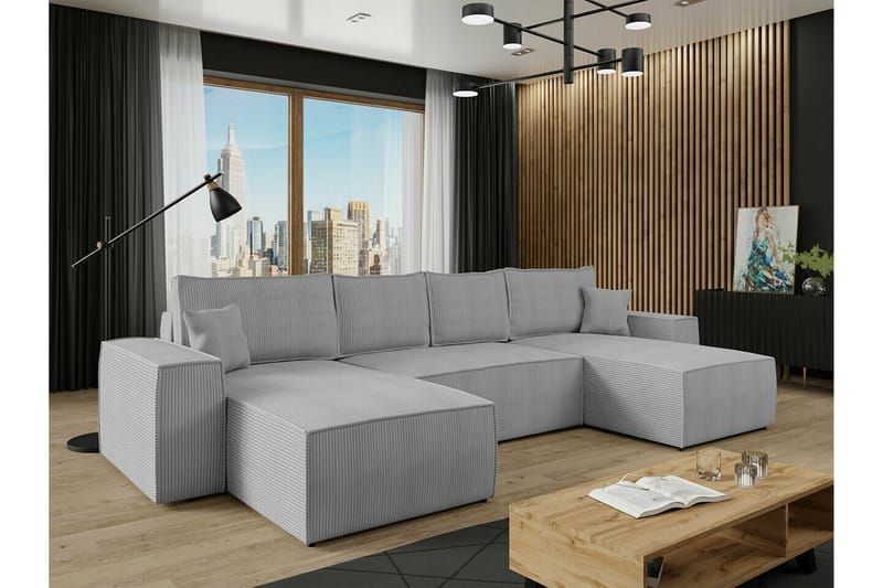 Knocklong 4-personers Hjørnesovesofa - Lysegrå - Møbler - Sofaer - Sovesofaer