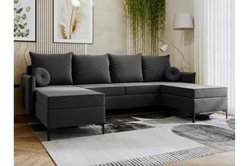 Knocklong 4-personers Hjørnesovesofa - Mørkegrå - Møbler - Sofaer - Sovesofaer