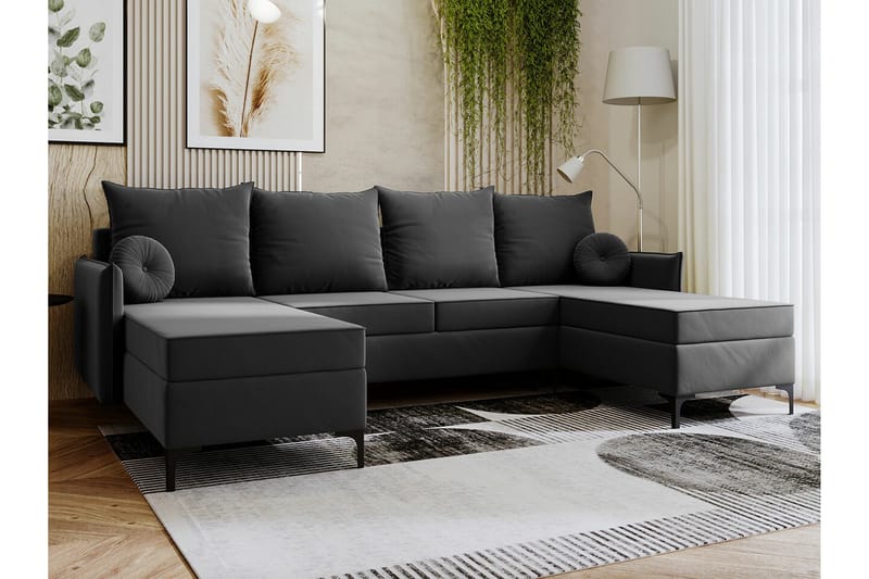 Knocklong 4-personers Hjørnesovesofa - Mørkegrå - Møbler - Sofaer - Sovesofaer