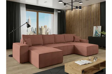 Knocklong 4-personers Hjørnesovesofa - Lyserød - Møbler - Sofaer - Sovesofaer