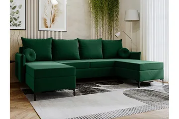 Knocklong 4-personers Hjørnesovesofa - Grøn - Møbler - Sofaer - Sovesofaer
