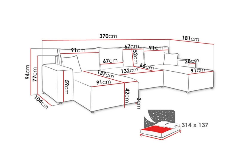 Knocklong 4-personers Hjørnesovesofa - Blå - Møbler - Sofaer - Sovesofaer
