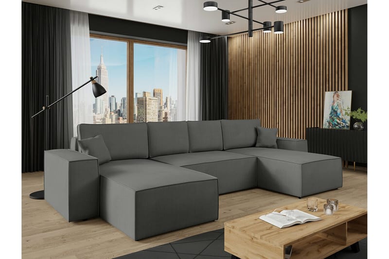 Knocklong 4-personers Hjørnesovesofa - Mørkegrå - Møbler - Sofaer - Sovesofaer