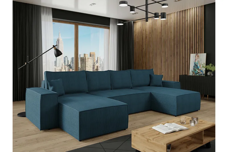 Knocklong 4-personers Hjørnesovesofa - Blå - Møbler - Sofaer - Sovesofaer