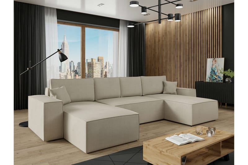 Knocklong 4-personers Hjørnesovesofa - Lysebrun - Møbler - Sofaer - Sovesofaer