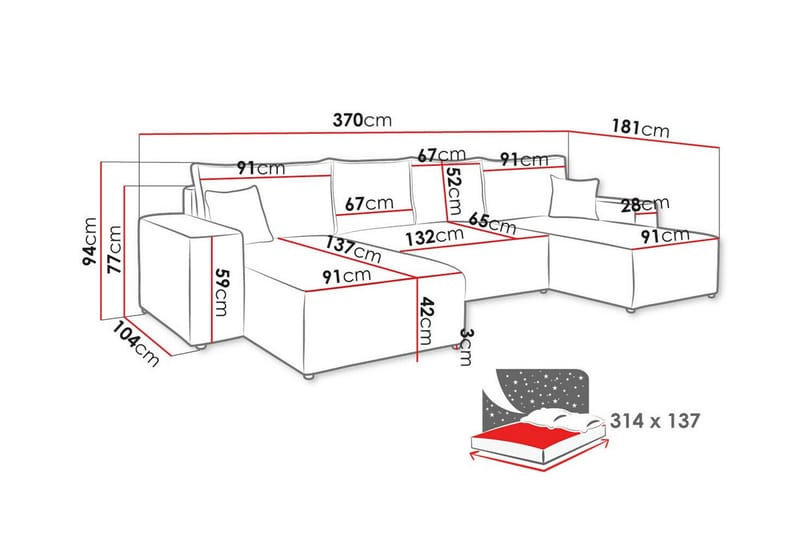 Knocklong 4-personers Hjørnesovesofa - Gul - Møbler - Sofaer - Sovesofaer