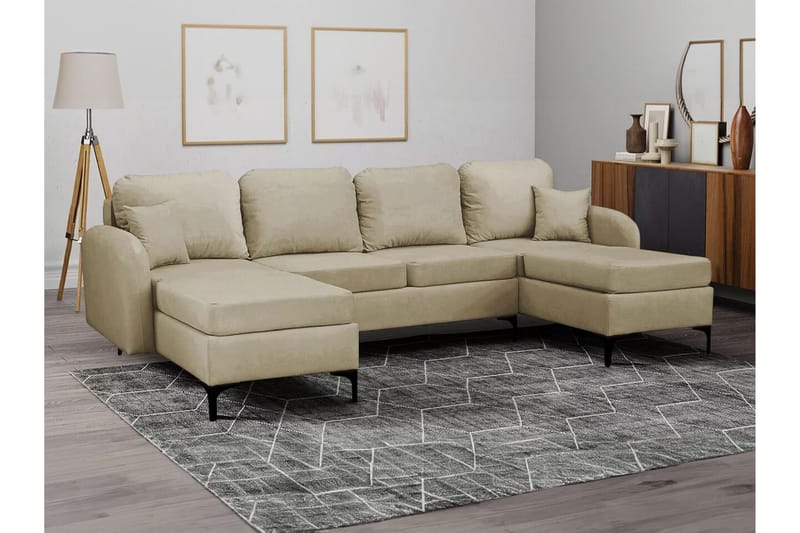 Knocklong 4-personers Hjørnesovesofa - Beige - Møbler - Sofaer - Sovesofaer