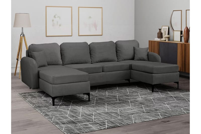 Knocklong 4-personers Hjørnesovesofa - Mørkegrå - Møbler - Sofaer - Sovesofaer