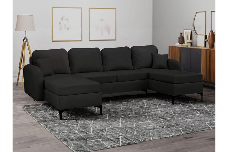 Knocklong 4-personers Hjørnesovesofa - Sort - Møbler - Sofaer - Sovesofaer
