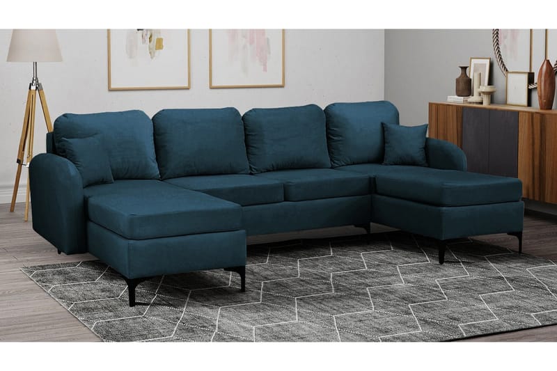 Knocklong 4-personers Hjørnesovesofa - Mørkeblå - Møbler - Sofaer - Sovesofaer
