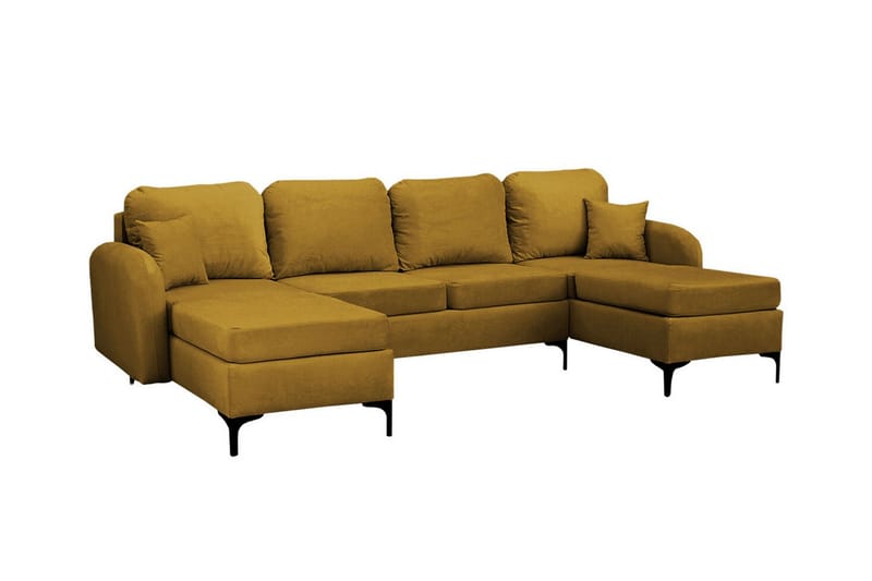 Knocklong 4-personers Hjørnesovesofa - Gul-Grøn - Møbler - Sofaer - Sovesofaer