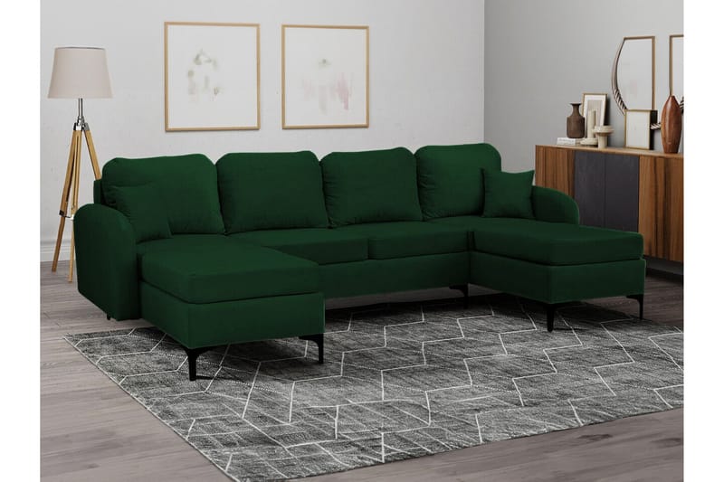 Knocklong 4-personers Hjørnesovesofa - Mørkegrøn - Møbler - Sofaer - Sovesofaer