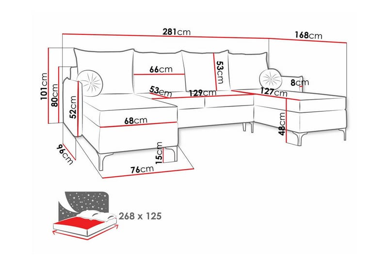 Knocklong 4-personers Hjørnesovesofa - Cream - Møbler - Sofaer - Sovesofaer