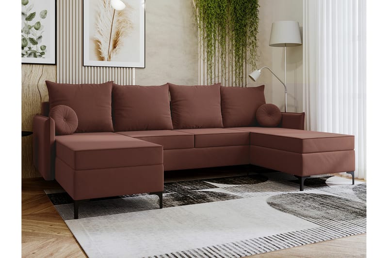 Knocklong 4-personers Hjørnesovesofa - Lyserød - Møbler - Sofaer - Sovesofaer