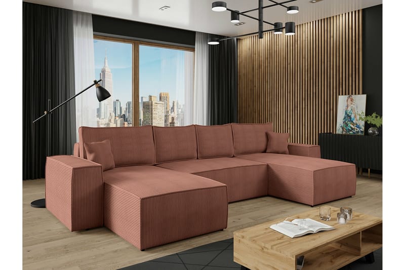 Knocklong 4-personers Hjørnesovesofa - Lyserød - Møbler - Sofaer - Sovesofaer