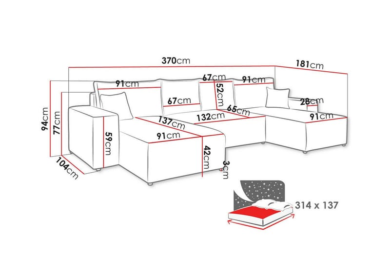 Knocklong 4-personers Hjørnesovesofa - Mørkegrå - Møbler - Sofaer - Sovesofaer