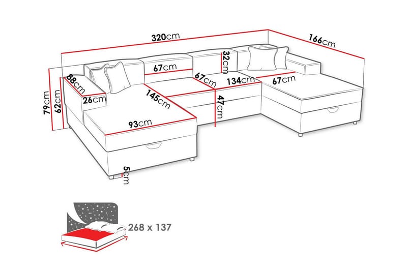 Knocklong 4-personers Hjørnesovesofa - Beige - Sovesofaer - Hjørnesovesofa