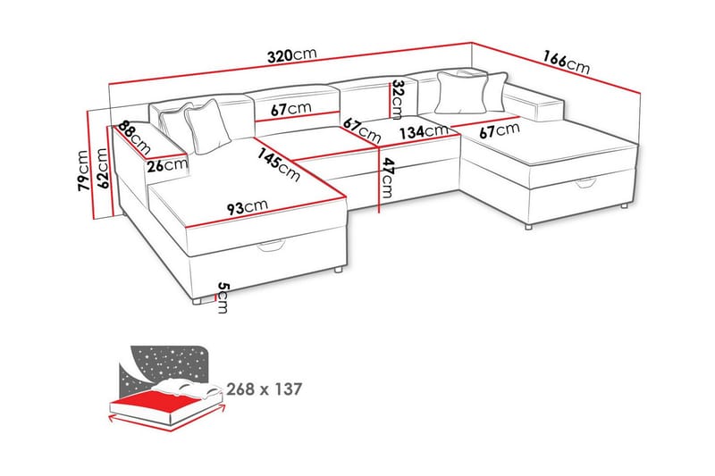 Knocklong 4-personers Hjørnesovesofa - Lyserødt - Møbler - Sofaer - Sovesofaer