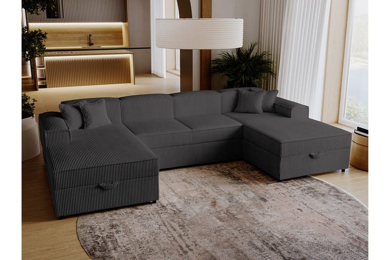 Knocklong 4-personers Hjørnesovesofa - Mørkegrå - Møbler - Sofaer - Sovesofaer