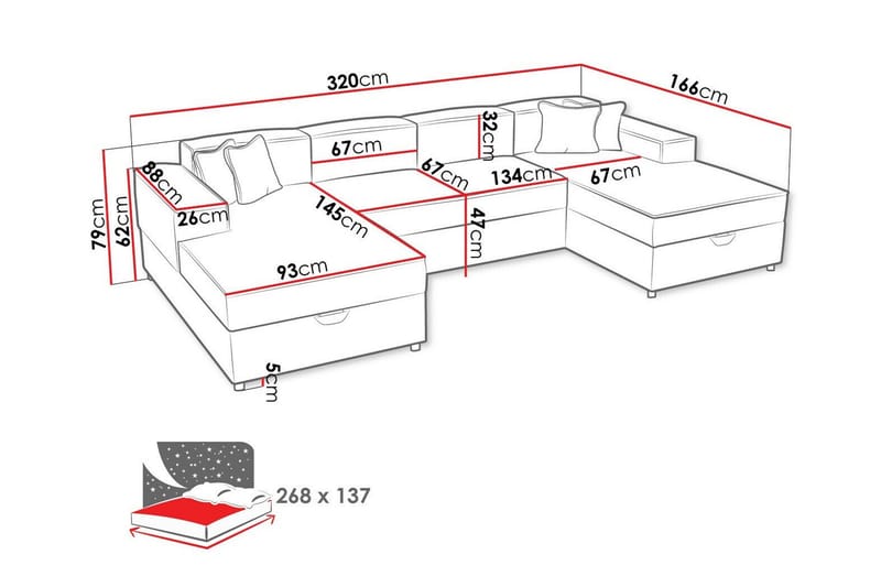 Knocklong 4-personers Hjørnesovesofa - Mørkegrå - Møbler - Sofaer - Sovesofaer