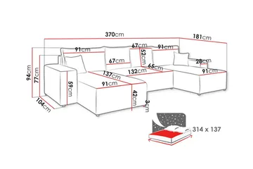 Knocklong 4-personers Hjørnesovesofa - Lyserød - Møbler - Sofaer - Sovesofaer