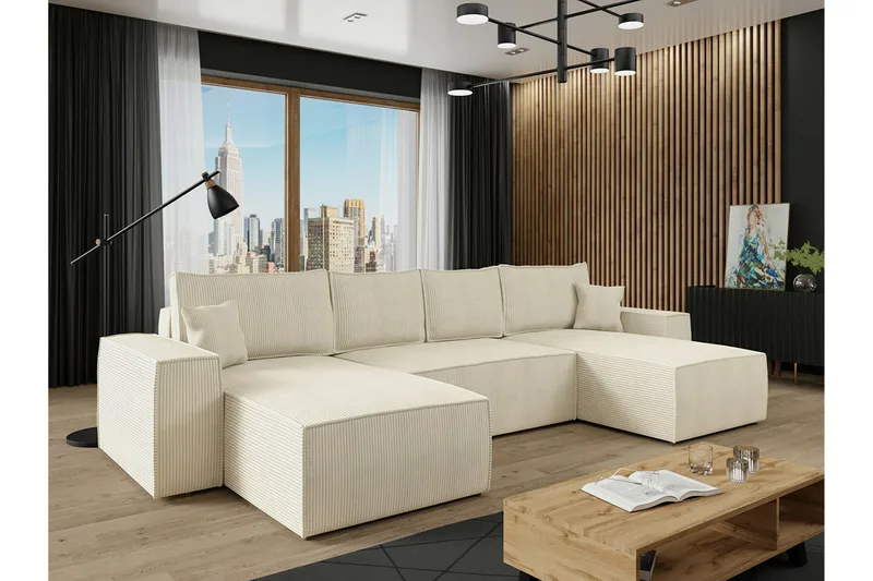 Knocklong 4-personers Hjørnesovesofa - Cream - Møbler - Sofaer - Sovesofaer