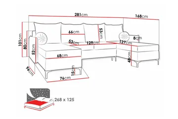 Knocklong 4-personers Hjørnesovesofa - Cream - Møbler - Sofaer - Sovesofaer