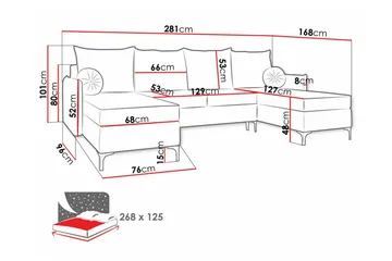 Knocklong 4-personers Hjørnesovesofa - Lyserød - Møbler - Sofaer - Sovesofaer