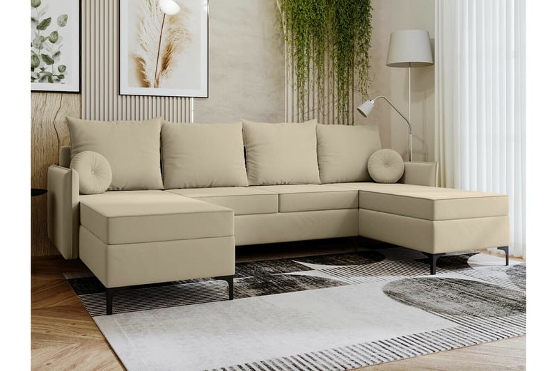 Knocklong 4-personers Hjørnesovesofa - Cream - Møbler - Sofaer - Sovesofaer