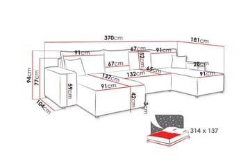 Knocklong 4-personers Hjørnesovesofa - Sort - Møbler - Sofaer - Sovesofaer