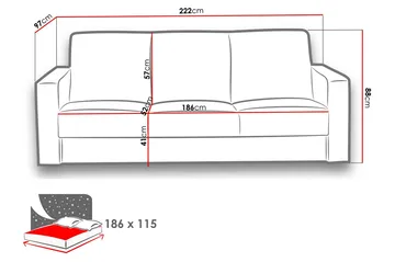 Kold sovesofa 222x97x88 cm - Møbler - Sofaer - Sovesofaer