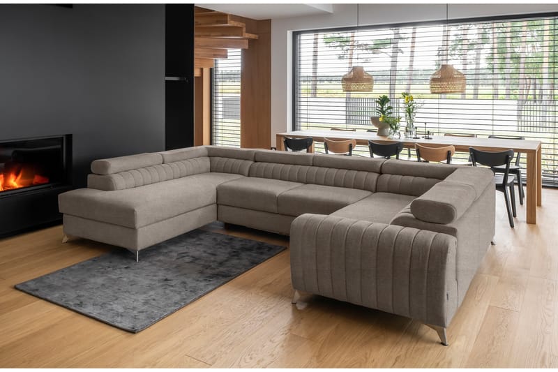 Kotori Hjørnesovesofa m. Chaiselong - Beige - Sovesofaer - Hjørnesovesofa