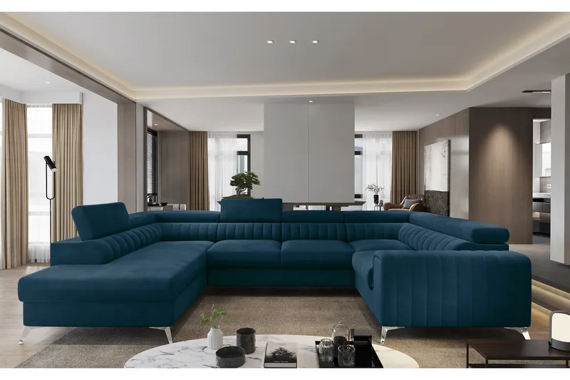 Kotori Hjørnesovesofa m. Chaiselong, Blå