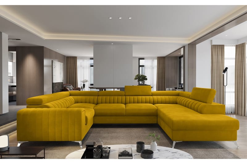 Kotori Hjørnesovesofa m. Chaiselong - Gul - Møbler - Sofaer - Sovesofaer