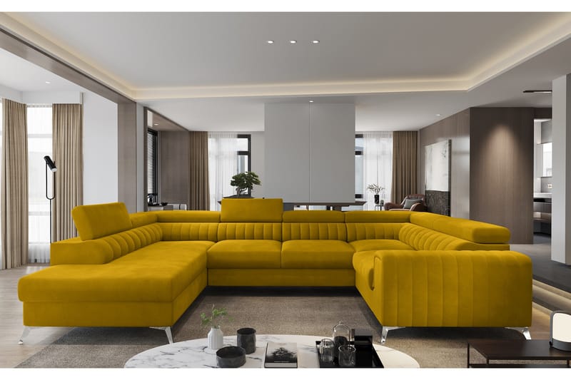 Kotori Hjørnesovesofa m. Chaiselong - Gul - Møbler - Sofaer - Sovesofaer