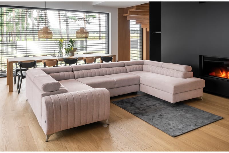 Kotori Hjørnesovesofa m. Chaiselong - Lys Lyserød - Møbler - Sofaer - Sovesofaer