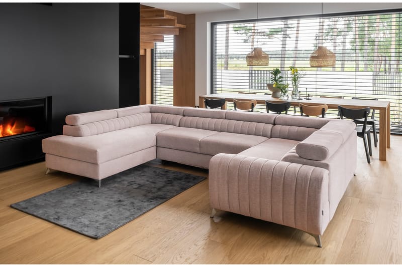 Kotori Hjørnesovesofa m. Chaiselong - Lys Lyserød - Møbler - Sofaer - Sovesofaer