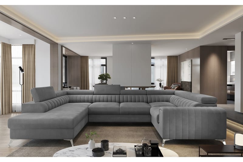 Kotori Hjørnesovesofa m. Chaiselong, Lysegrå