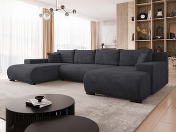 Krysen 4-personers sovesofa med dobbelt chaiselong - sort - Møbler - Sofaer - Sovesofaer
