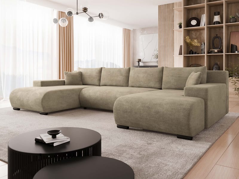 Krysen 4-personers sovesofa med dobbelt chaiselong - beige - Møbler - Sofaer - Sovesofaer